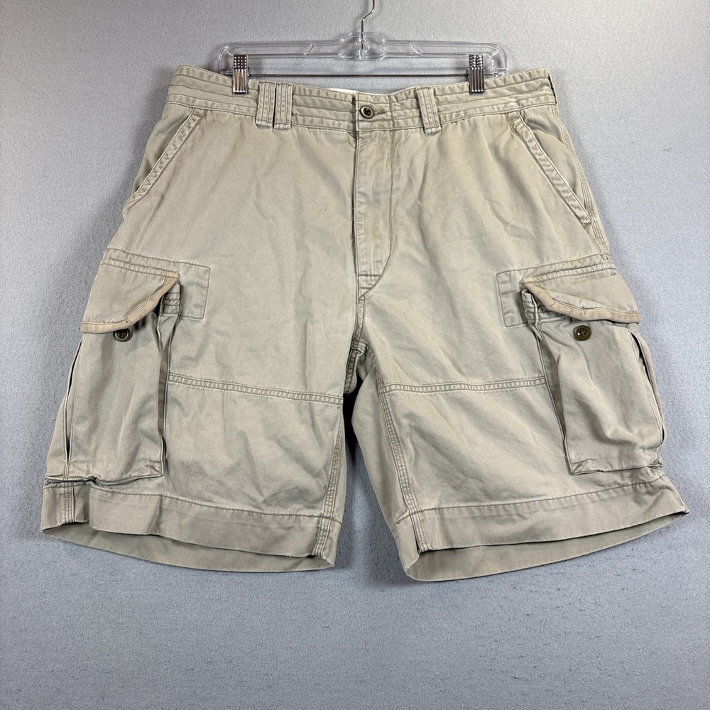 VTG Polo Ralph Lauren Cargo Shorts Men 36 Khaki Chino Vintage Military Outdoors*